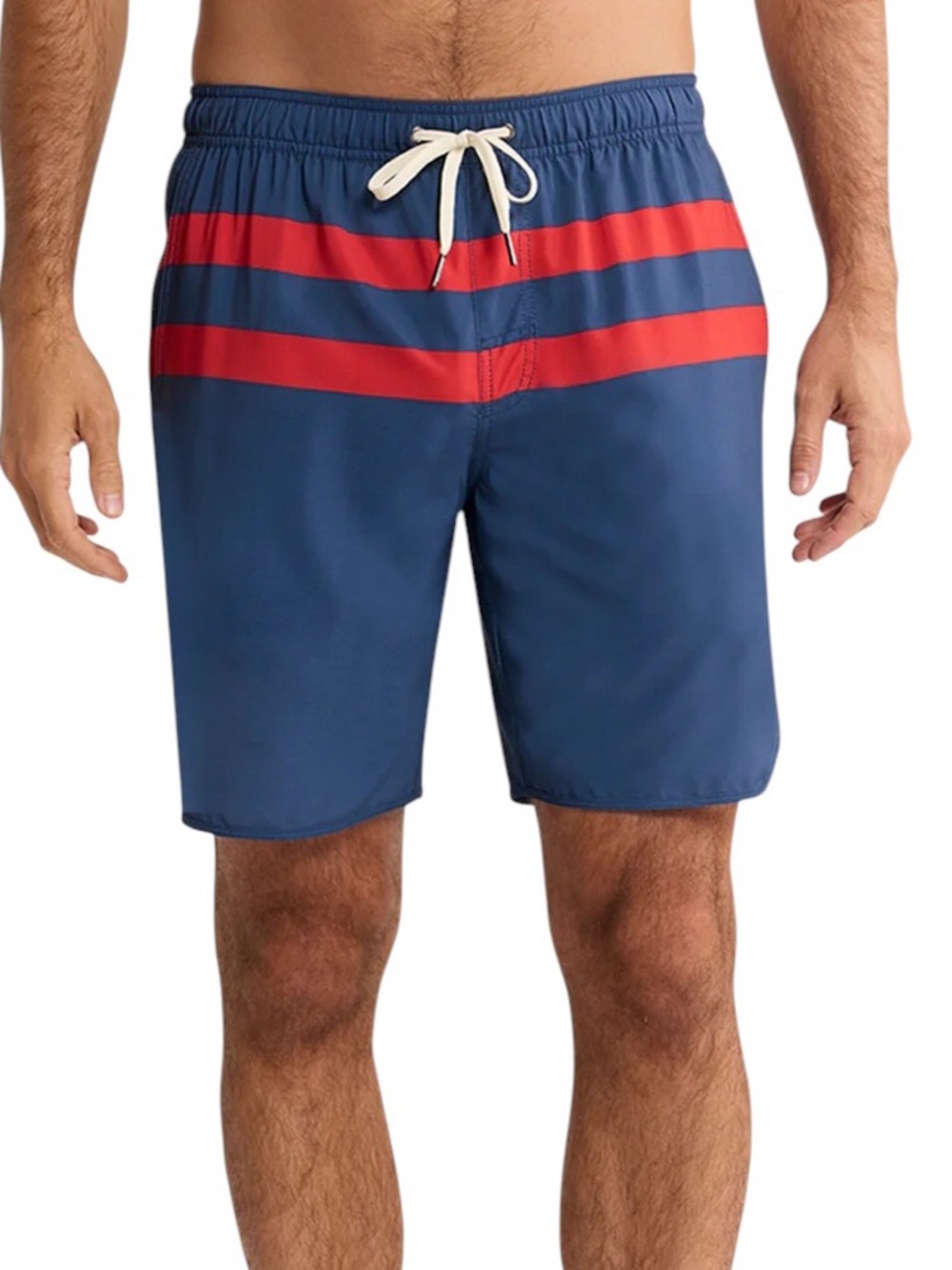 Fair Harbor Men’s Anchor Lined Trunks Navy Red Stripes Large Orig $88